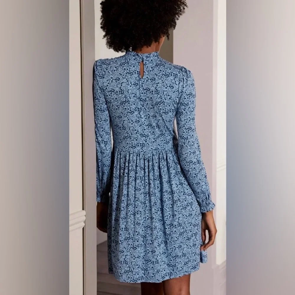Boden Clara High Neck Long Sleeve Jersey Knit Mini Dress in size 8 Long